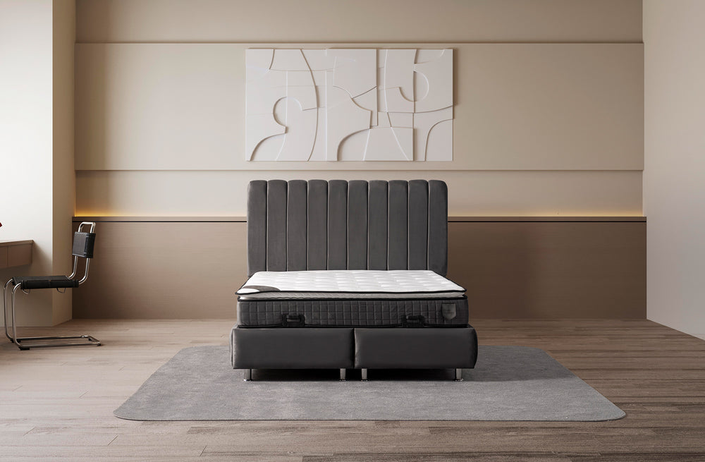 Alice Boxspringbett mit Bettkasten 180x200 cm in Grau - home bedden