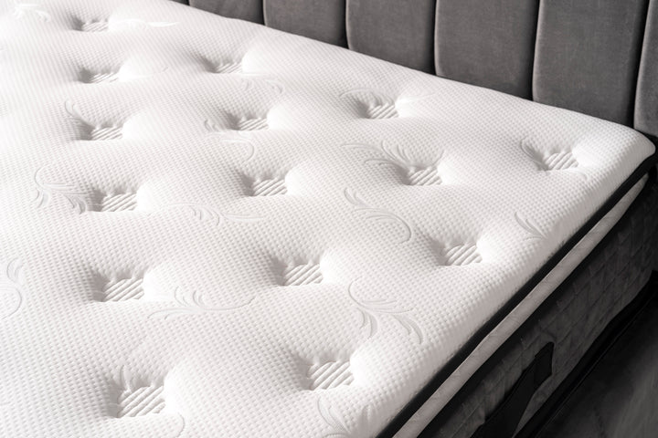 Lit à sommier tapissier Alice 160x200 cm avec coffre de lit gris