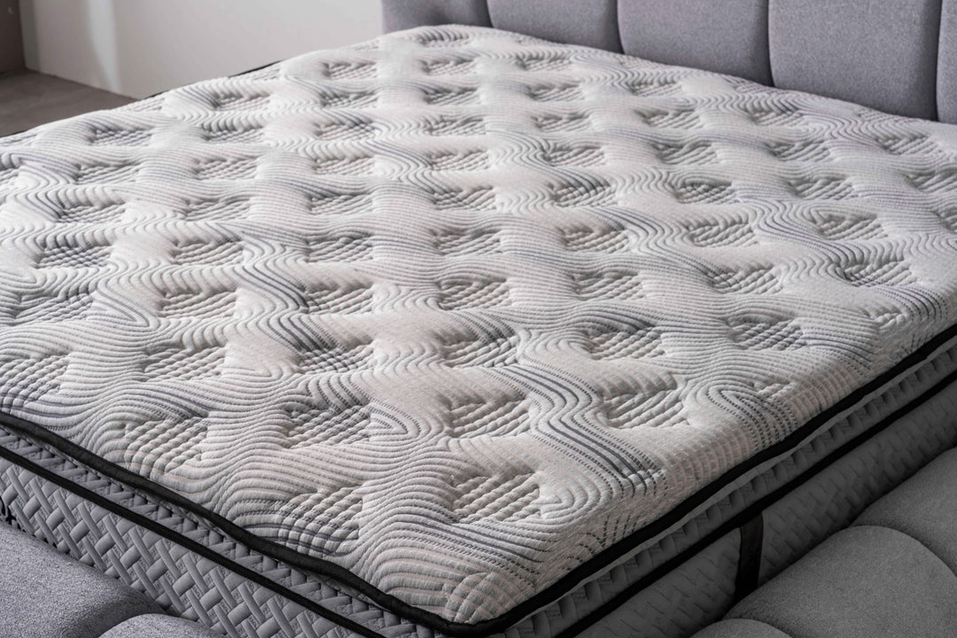 Lit à sommier tapissier Bubble avec coffre de lit 160 x 200 cm en gris