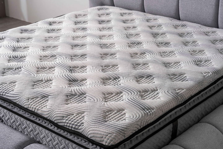 Lit à sommier tapissier Bubble avec coffre de lit 160 x 200 cm en gris
