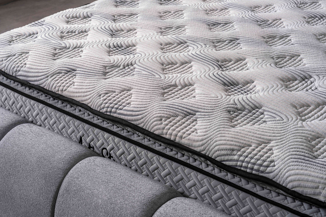 Lit à sommier tapissier Bubble avec coffre de lit 160 x 200 cm en gris