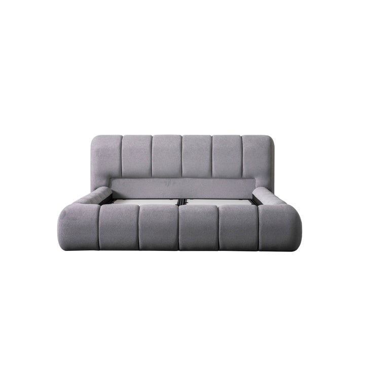 Lit à sommier tapissier Bubble avec coffre de lit 180 x 200 cm en gris