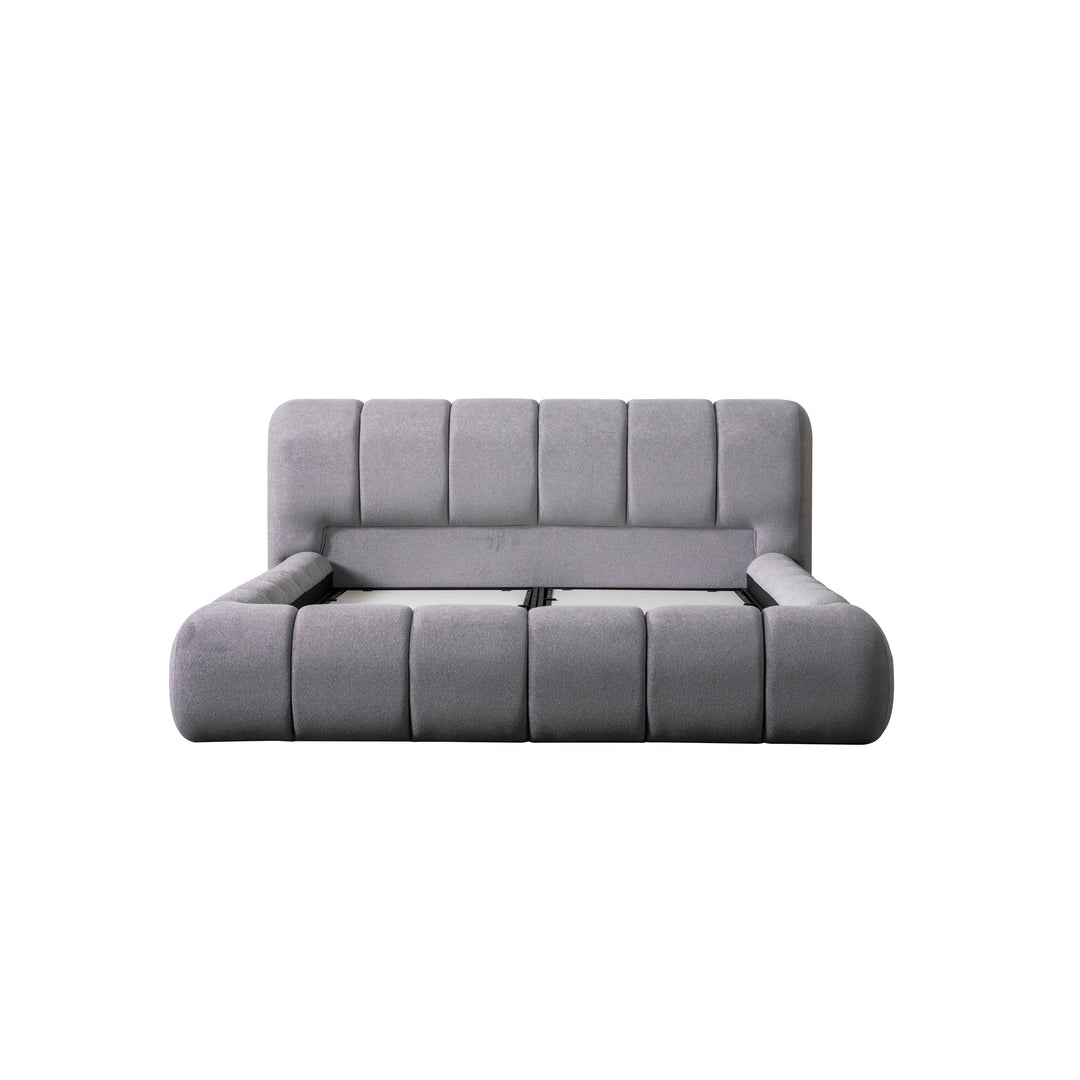 Lit à sommier tapissier Bubble avec coffre de lit 160 x 200 cm en gris