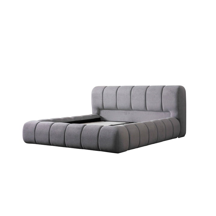 Lit à sommier tapissier Bubble avec coffre de lit 160 x 200 cm en gris