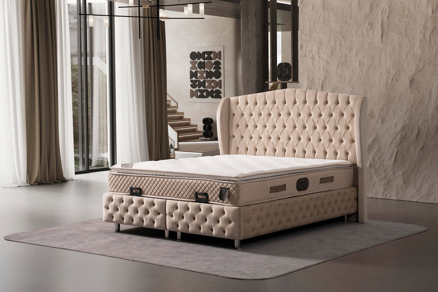 Piazza Boxspringbett mit Bettkasten 180x200 cm in Beige - home bedden