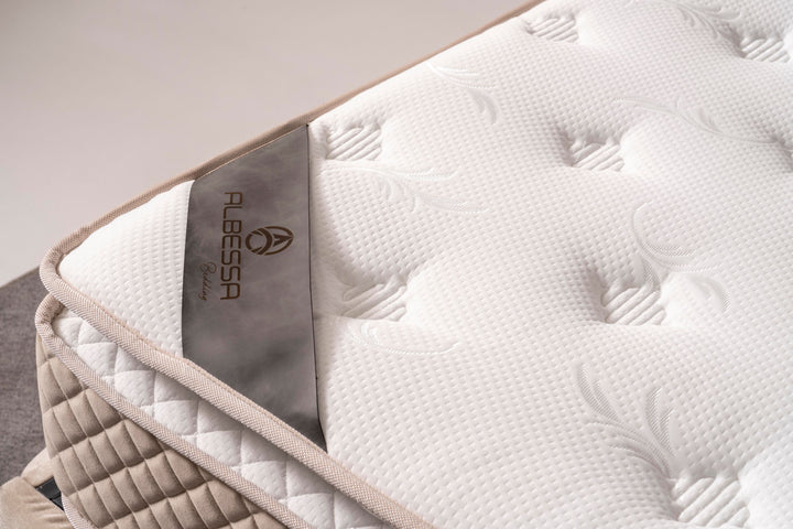 Piazza Doppelbett mit Bettkasten, Boxspringbett 160x200 cm in Beige - home bedden