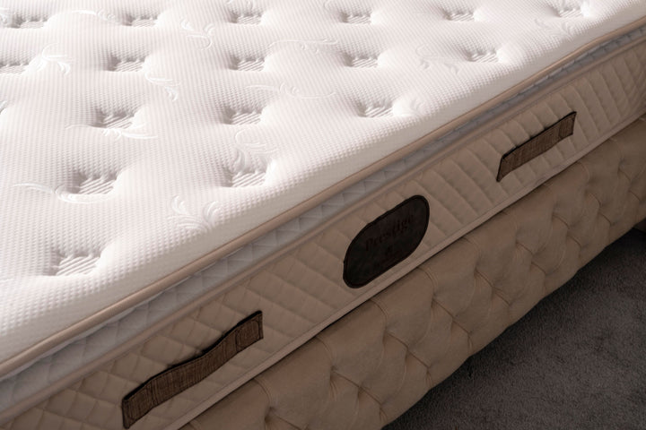 Piazza Doppelbett mit Bettkasten, Boxspringbett 160x200 cm in Beige - home bedden