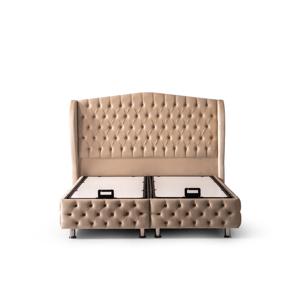 Piazza Doppelbett mit Bettkasten, Boxspringbett 160x200 cm in Beige - home bedden