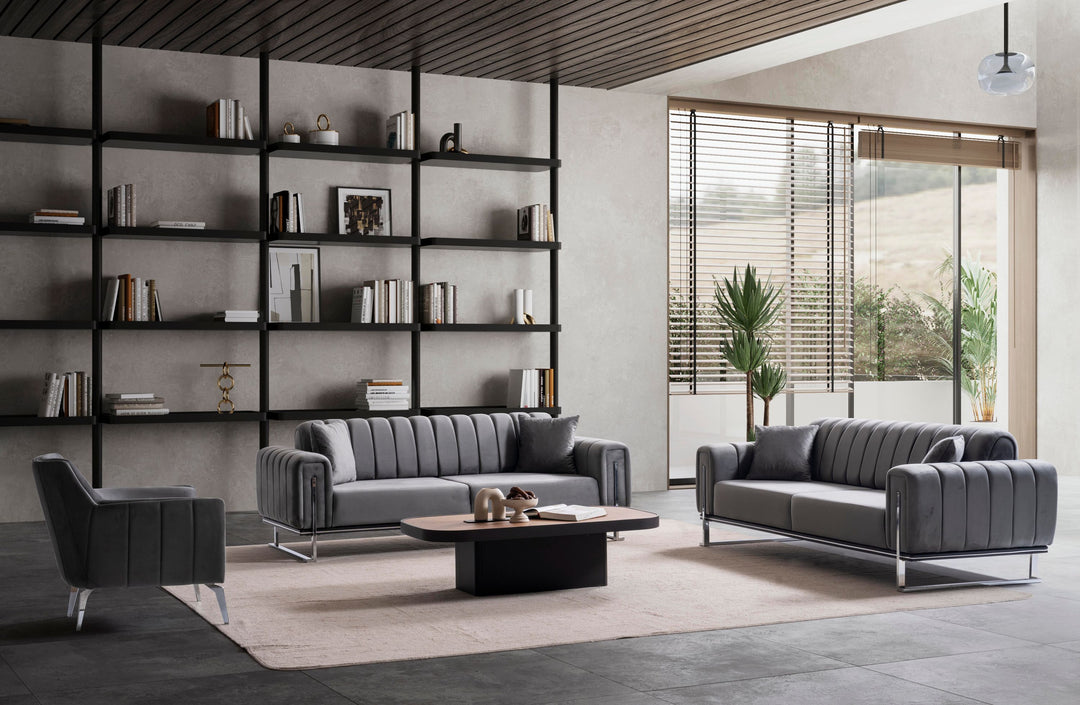 Terrasson Couchgarnitur 3-3-1 in Grau – Stilvolles Sofa-Set für modernes Wohnen - home bedden