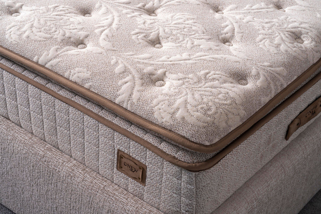ALIN Boxspringbett 180 x 200 cm – Zeitloser Komfort mit Front-Stauraum in Beige