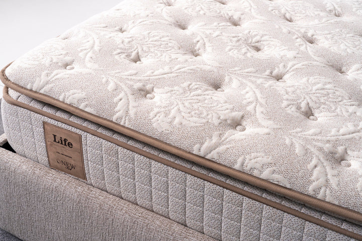 ALIN Boxspringbett 180 x 200 cm – Zeitloser Komfort mit Front-Stauraum in Beige