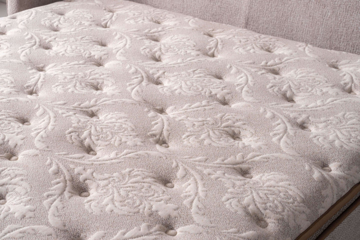 ALIN Boxspringbett 160 x 200 cm – Kompakter Luxus mit integriertem Bettkasten in Beige