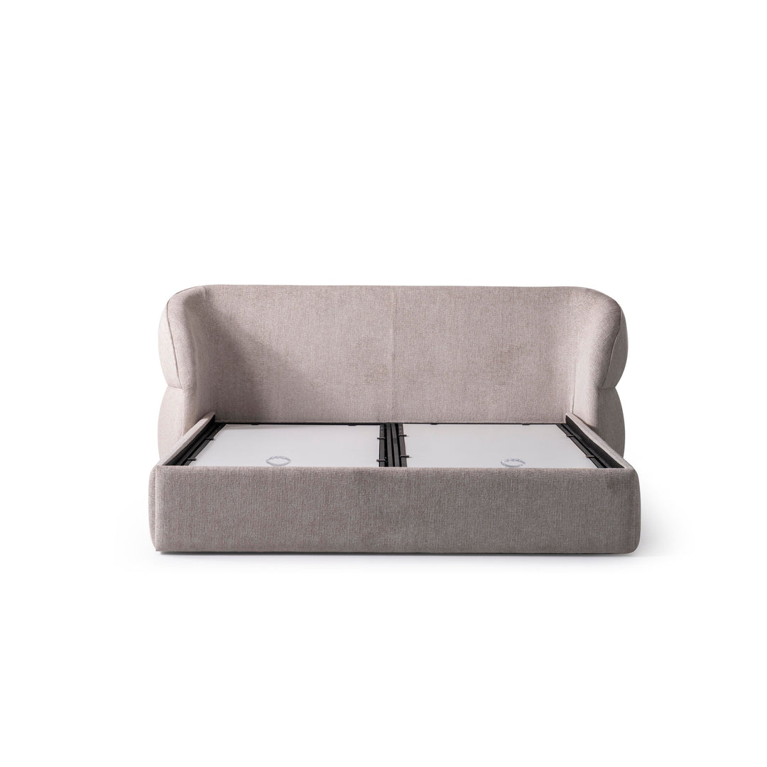 ALIN Boxspringbett 180 x 200 cm – Zeitloser Komfort mit Front-Stauraum in Beige