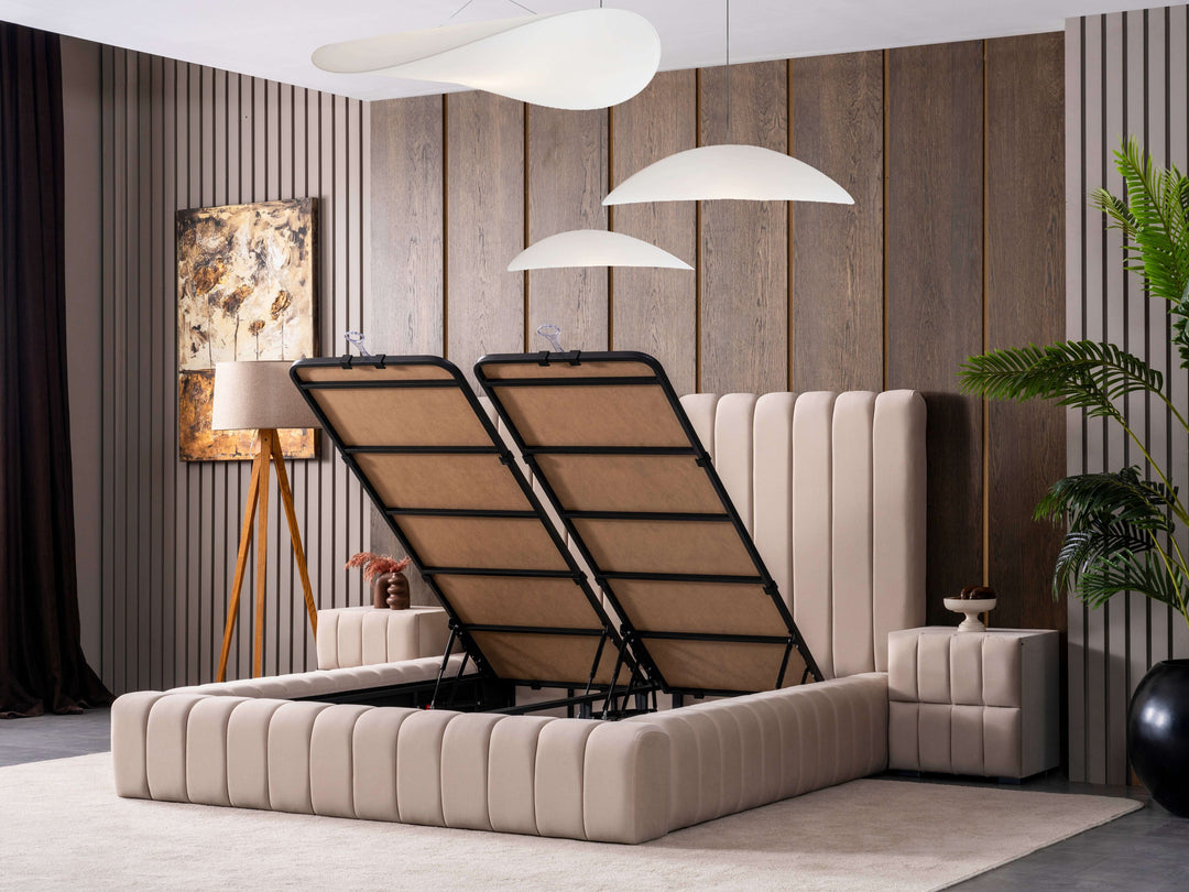 Eliza Boxspringbett 180x200 cm Beige mit praktischem Bettkasten – Luxus & Stauraum 82 
