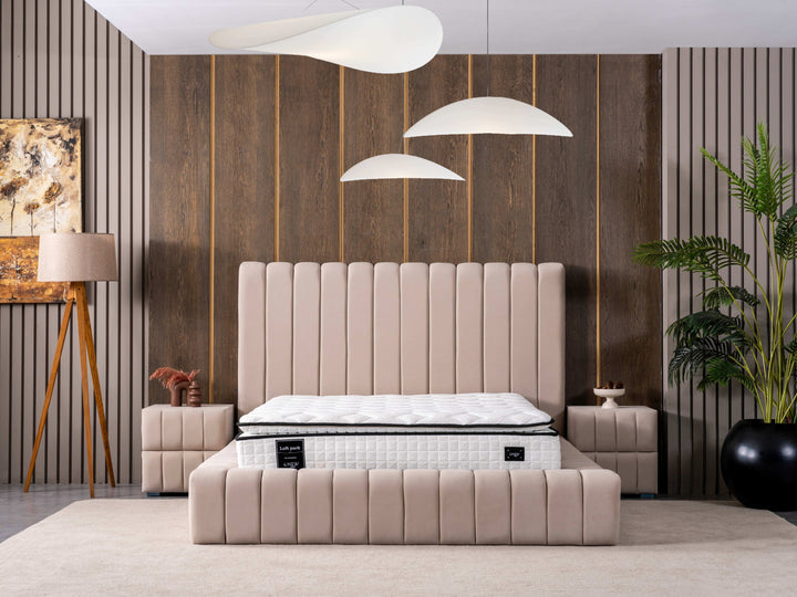Eliza Boxspringbett 180x200 cm Beige mit praktischem Bettkasten – Luxus & Stauraum 82 