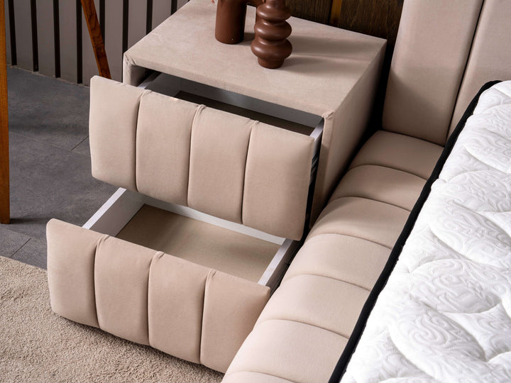 Eliza Boxspringbett 180x200 cm Beige mit praktischem Bettkasten – Luxus & Stauraum 82 
