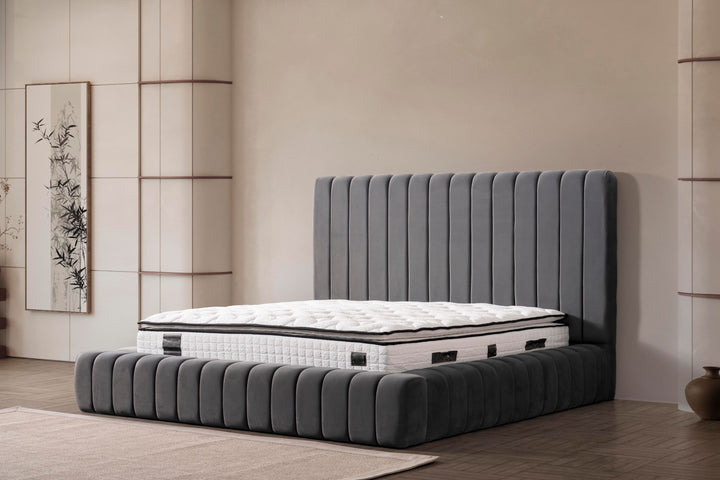 Eliza Komfort Boxspringbett 180x200 Grau mit Bettkasten – Luxus für Ihr Schlafzimmer