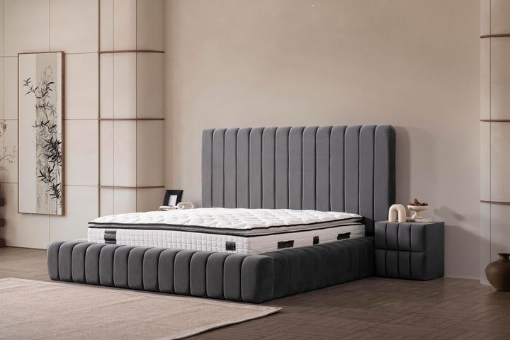 Eliza Komfort Boxspringbett 180x200 Grau mit Bettkasten – Luxus für Ihr Schlafzimmer