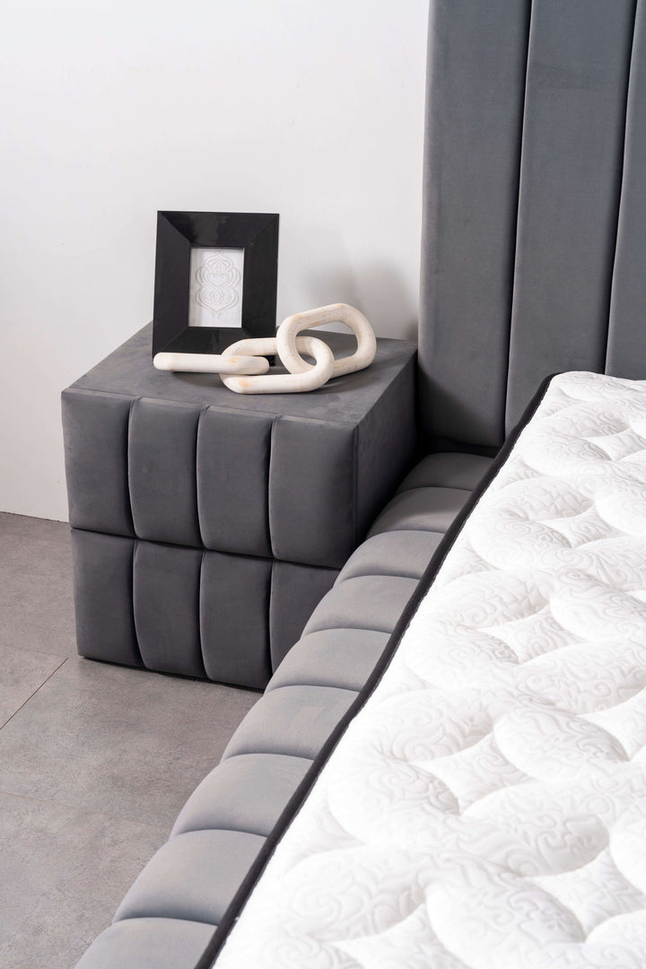 Eliza Komfort Boxspringbett 180x200 Grau mit Bettkasten – Luxus für Ihr Schlafzimmer