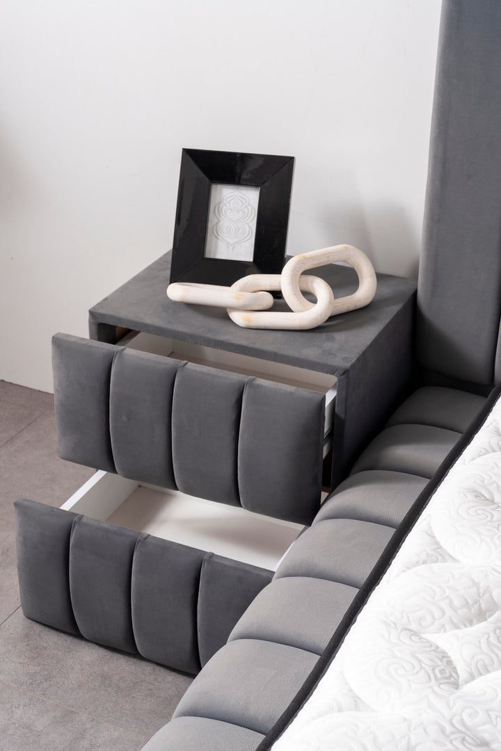 Eliza Komfort Boxspringbett 180x200 Grau mit Bettkasten – Luxus für Ihr Schlafzimmer