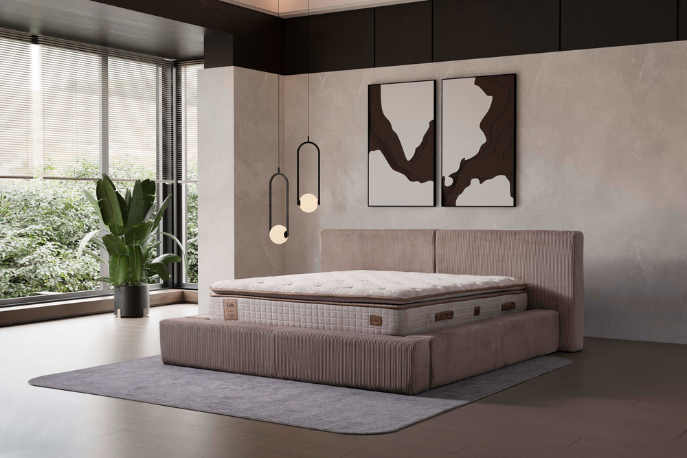 Loft Boxspringbett 180 x 200 cm – Eleganz, Komfort & Stauraum in Beige