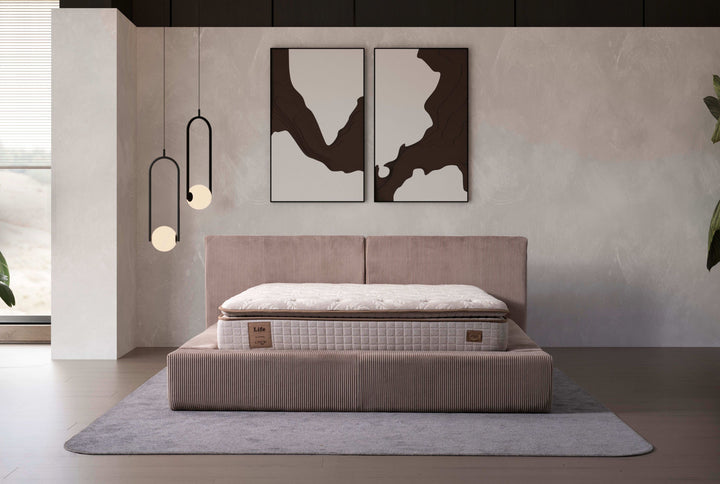Loft Boxspringbett 180 x 200 cm – Eleganz, Komfort & Stauraum in Beige