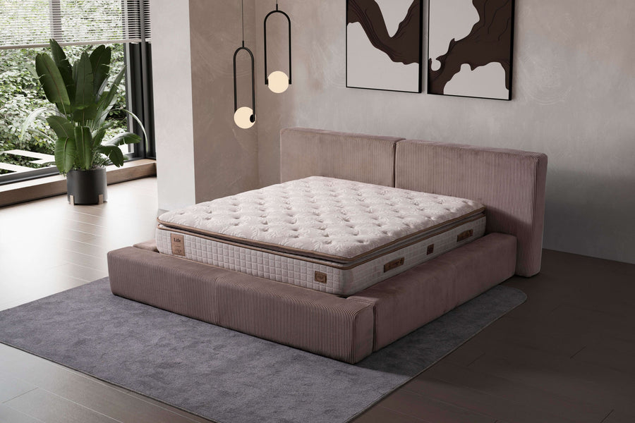Loft Boxspringbett 160 x 200 cm – Kompakter Luxus mit Stauraum & Stil in Beige