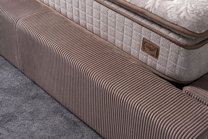 Loft Boxspringbett 160 x 200 cm – Kompakter Luxus mit Stauraum & Stil in Beige