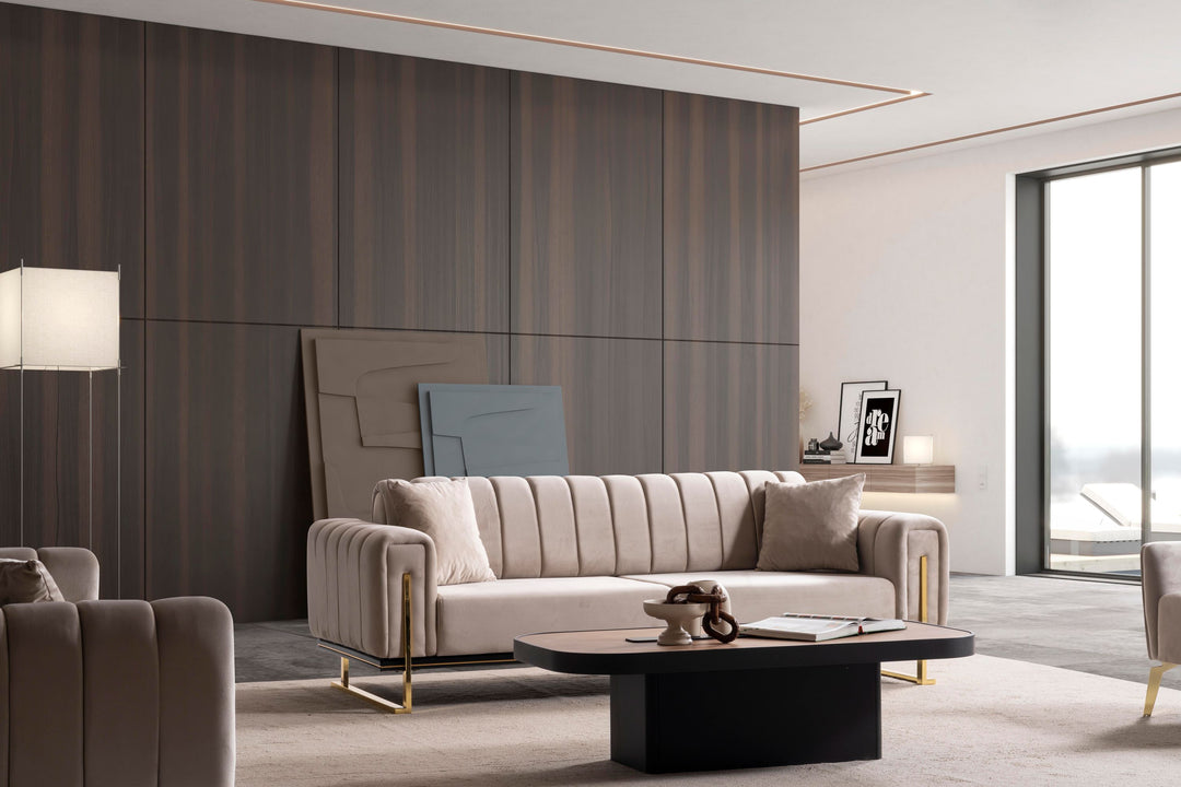 Paris Premium Couchgarnitur im eleganten 3-3-1 Design, beige - home bedden
