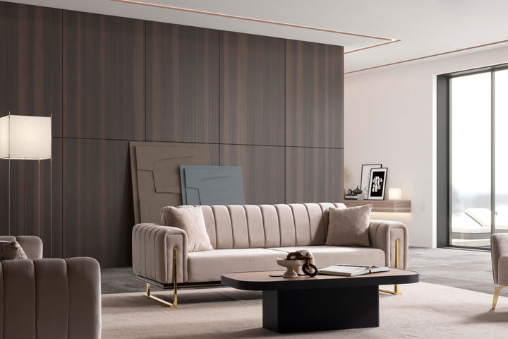 Paris Premium Couchgarnitur im eleganten 3-3-1 Design, beige - home bedden