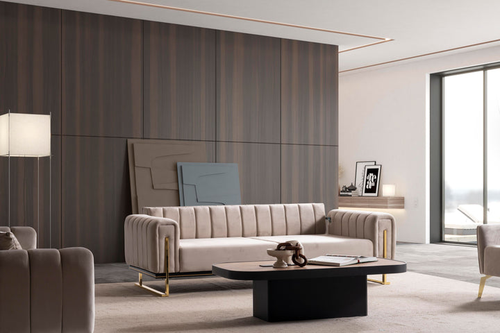 Paris Premium Couchgarnitur im eleganten 3-3-1 Design, beige - home bedden