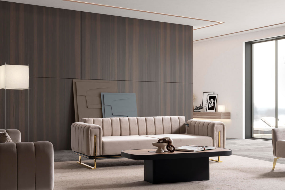 Paris Premium Couchgarnitur im eleganten 3-3-1 Design, beige - home bedden