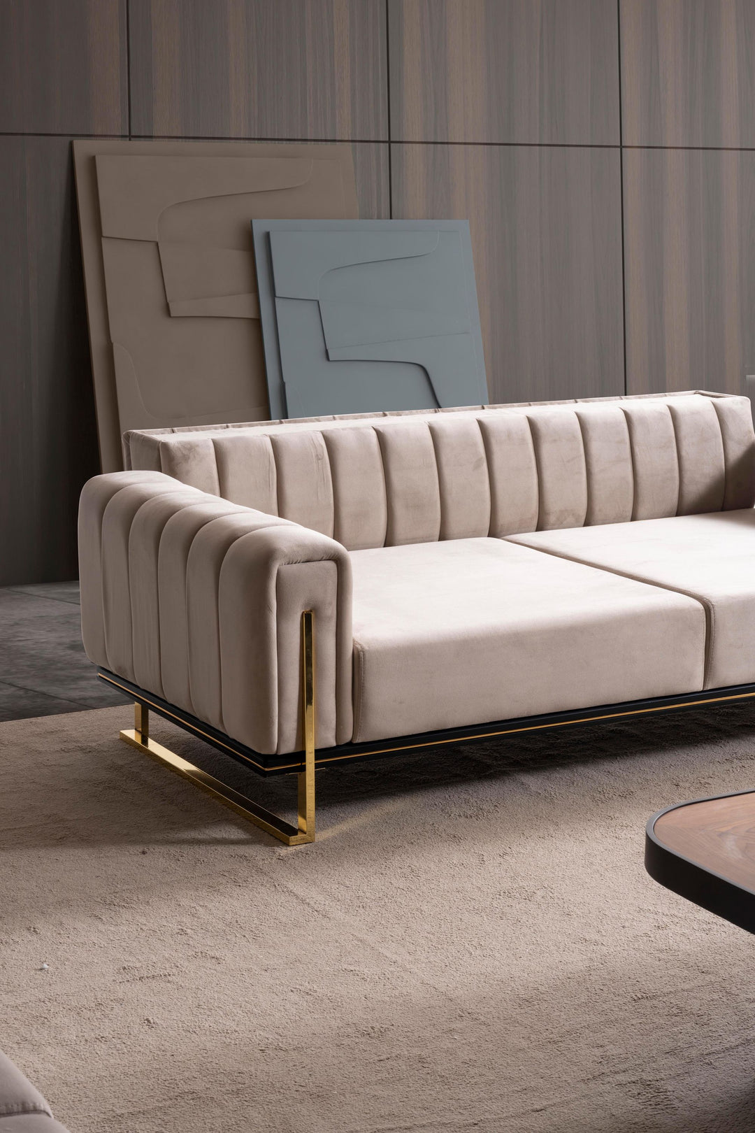 Paris Premium Couchgarnitur im eleganten 3-3-1 Design, beige - home bedden