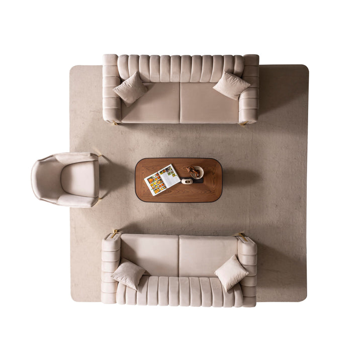 Paris Premium Couchgarnitur im eleganten 3-3-1 Design, beige - home bedden