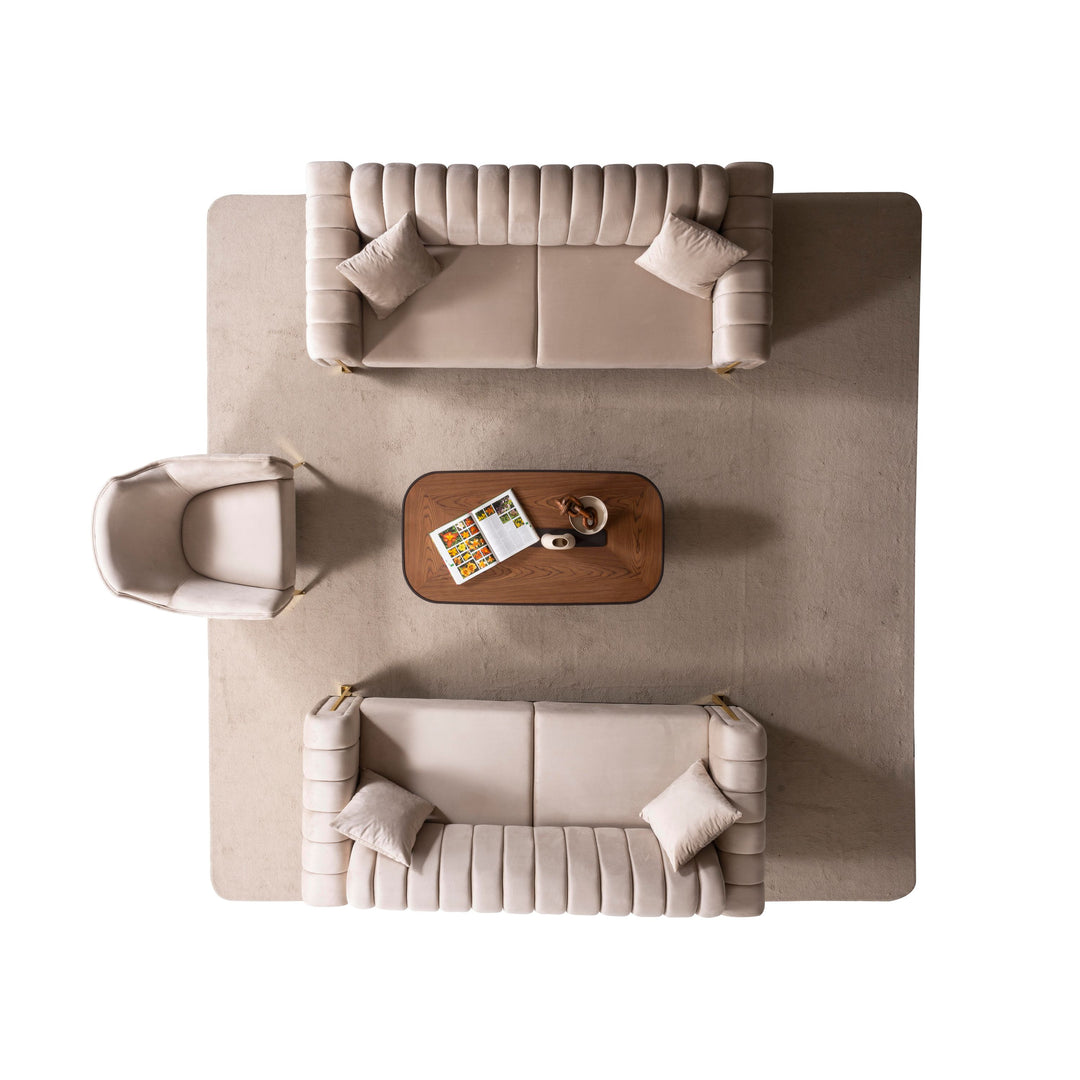 Terrasson Couchgarnitur im eleganten 3-3-1 Design, beige - home bedden