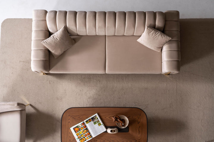 Paris Premium Couchgarnitur im eleganten 3-3-1 Design, beige - home bedden