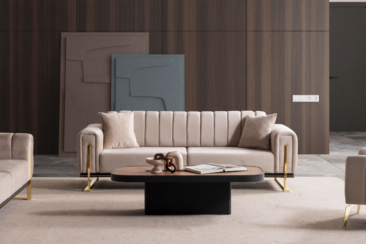 Paris Premium Couchgarnitur im eleganten 3-3-1 Design, beige - home bedden