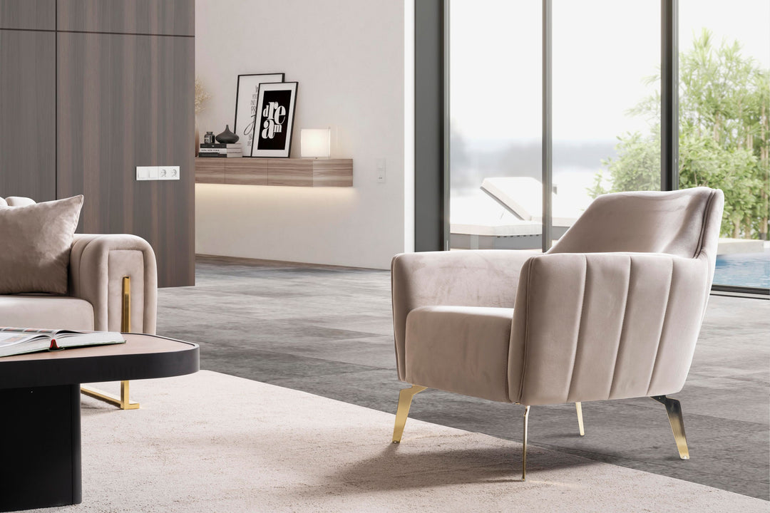 Terrasson Couchgarnitur im eleganten 3-3-1 Design, beige - home bedden