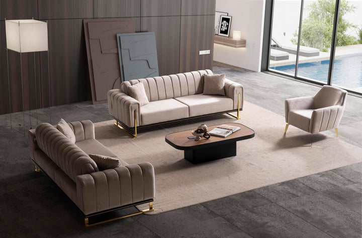 Paris Premium Couchgarnitur im eleganten 3-3-1 Design, beige - home bedden