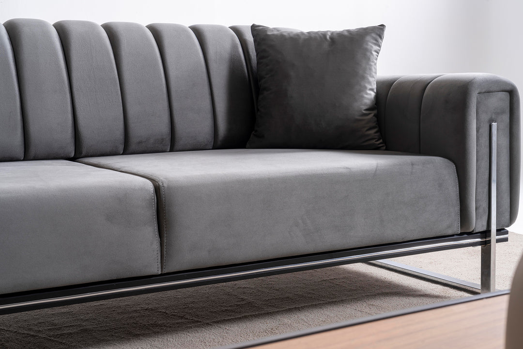 Terrasson Couchgarnitur 3-3-1 in Grau – Stilvolles Sofa-Set für modernes Wohnen - home bedden
