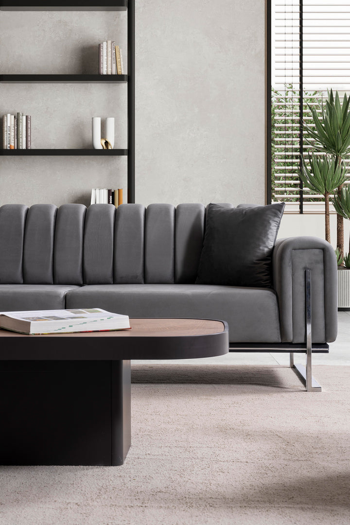 Paris Premium Couchgarnitur 3-3-1 in Grau - home bedden