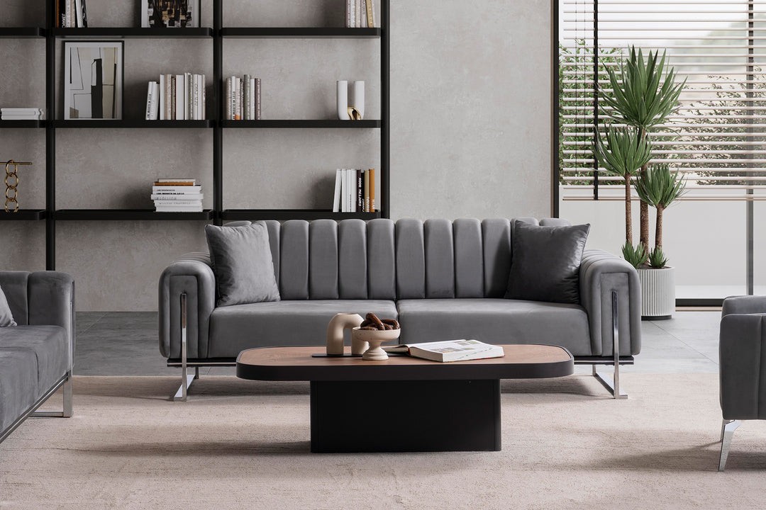 Paris Premium Couchgarnitur 3-3-1 in Grau - home bedden