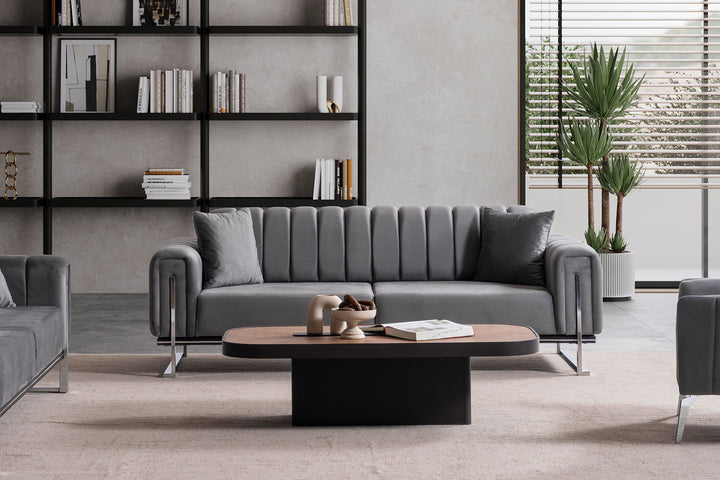 Paris Premium Couchgarnitur 3-3-1 in Grau - home bedden
