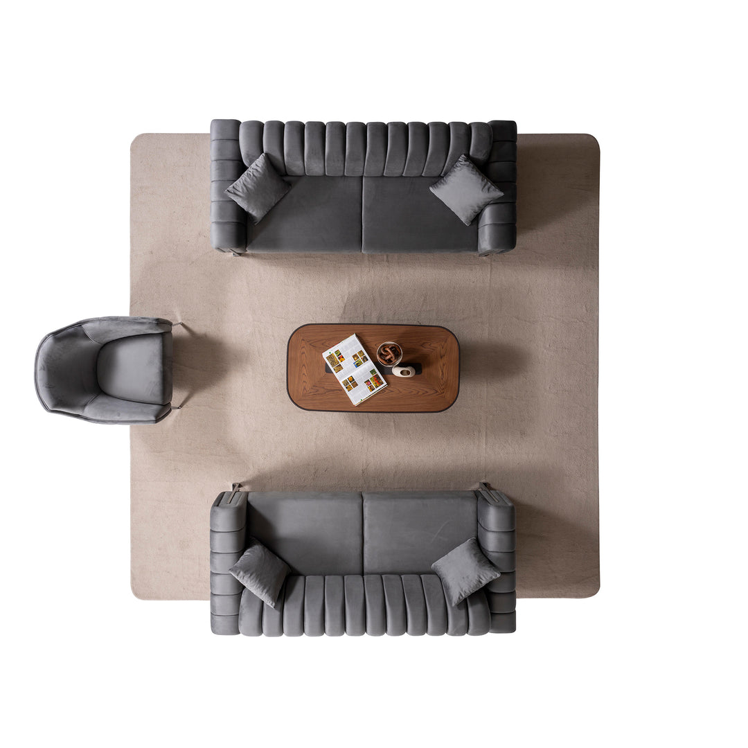 Terrasson Couchgarnitur 3-3-1 in Grau – Stilvolles Sofa-Set für modernes Wohnen - home bedden