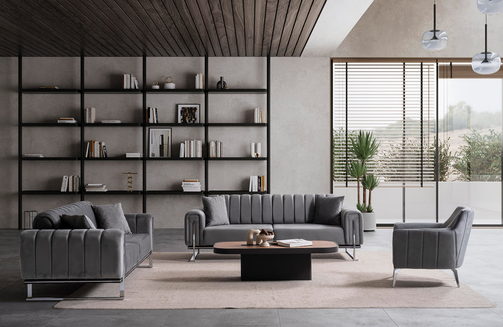 Paris Premium Couchgarnitur 3-3-1 in Grau - home bedden