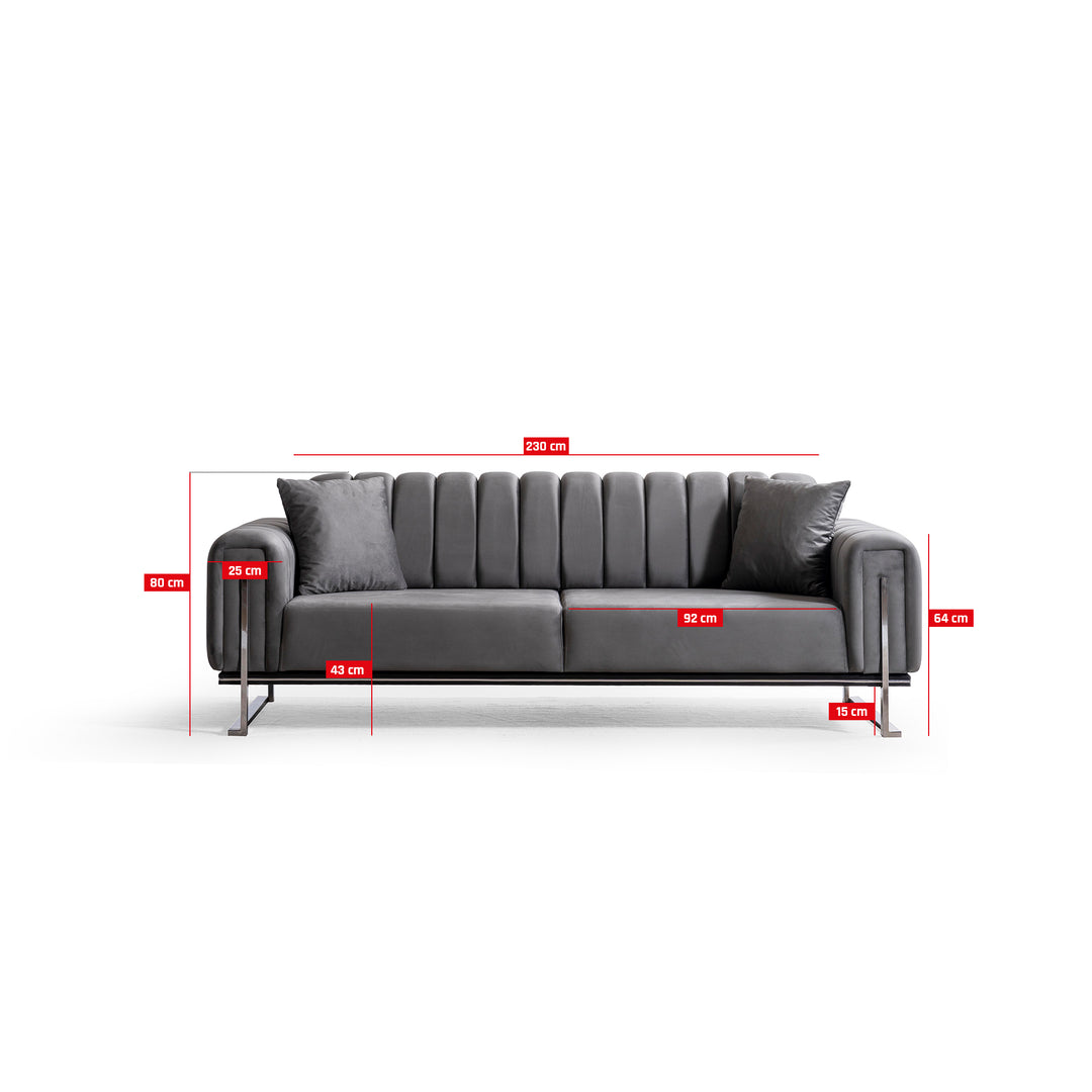 Paris Premium Couchgarnitur 3-3-1 in Grau - home bedden