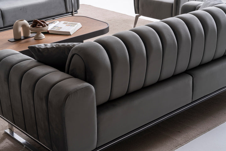 Paris Premium Couchgarnitur 3-3-1 in Grau - home bedden
