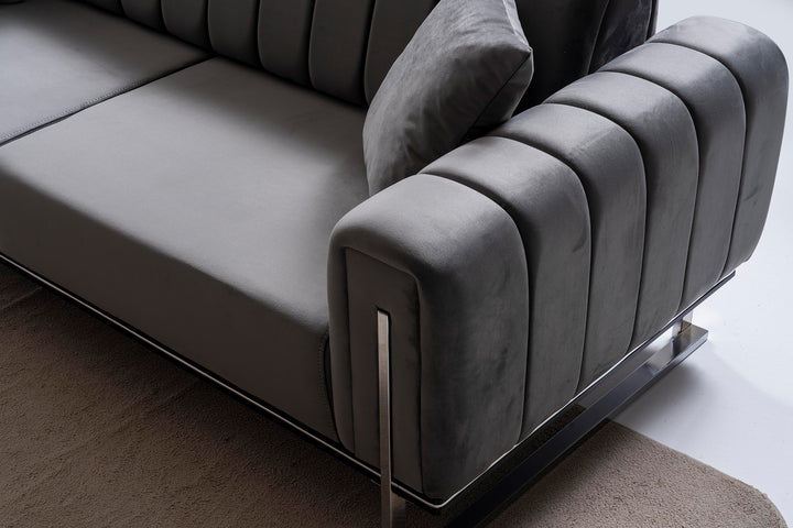 Paris Premium Couchgarnitur 3-3-1 in Grau - home bedden