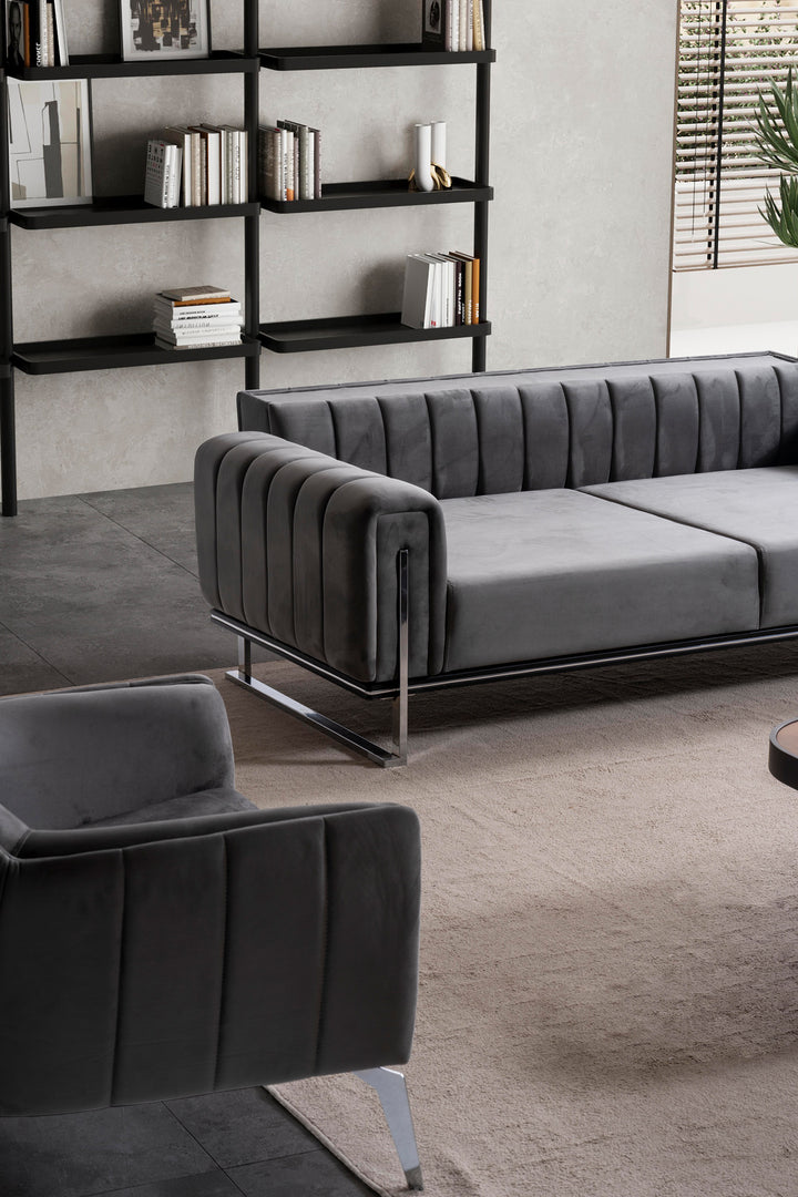 Terrasson Couchgarnitur 3-3-1 in Grau – Stilvolles Sofa-Set für modernes Wohnen - home bedden