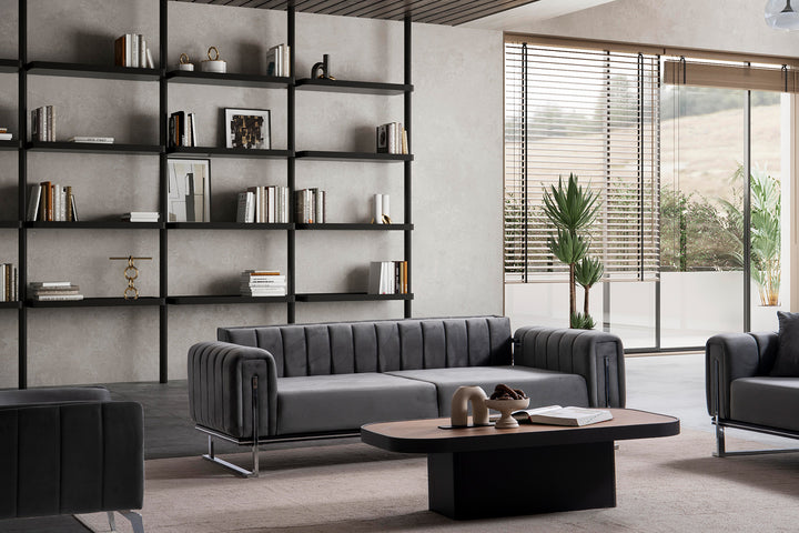 Paris Premium Couchgarnitur 3-3-1 in Grau - home bedden